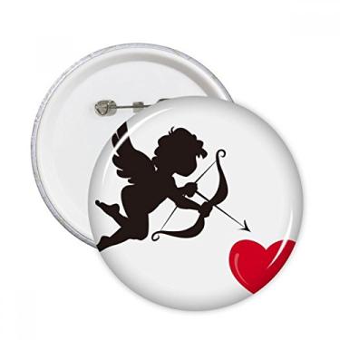Imagem de Broche redondo com estampa de coração vermelho de anjo cupido com emblema de botão, 5 peças