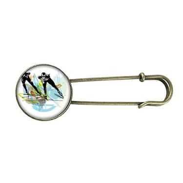 Imagem de Sport Speed Skating Athletes Aquarela Retro Metal Broche Pin Clip Joias