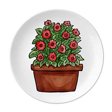 Imagem de Prato de flor pequeno vermelho em vaso decorativo de porcelana salver louça de jantar
