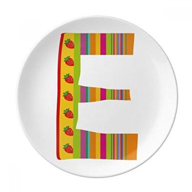 Imagem de E Alfabeto Morango Fruta Linda Prato Decorativo Porcelana Salver Prato de Jantar