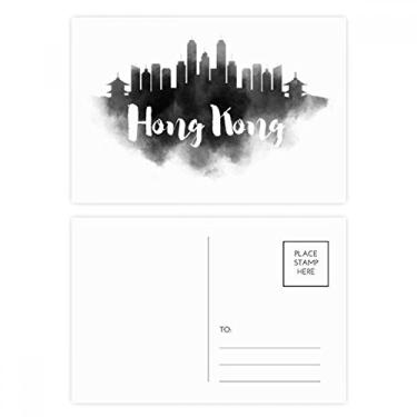 Imagem de Cartão postal HongKong China Landmark Ink City Painting Conjunto de cartões postais de aniversário para enviar cartões de agradecimento
