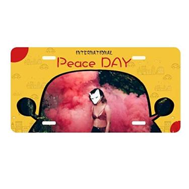 Imagem de DIYthinker Placa de carro Pink Fog Head Girl Forestry Science Nature Scenery Placa de carro Decoração Dia da Paz