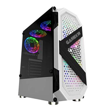 Imagem de Gabinete Gamer ATX Case, Mid-Tower PC Gaming Case ATX/M-ATX - Front I/O USB 3.0 Port - Fully Transparent Side Panels - Support Water Cooling - 8 Fan Position (Color : White)