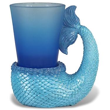 Imagem de CoTa Global Copo de shot de cauda de sereia azul legal - acessório de licor para casa e bar, divertido atirador de vida oceânica para café expresso e bebidas alcoólicas - 8,5 cm