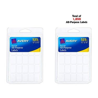 Imagem de Etiquetas removíveis Avery, retangular, 1,27 x 1,90 cm, branco, pacote com 525 (6737), Branco, 2 Pack