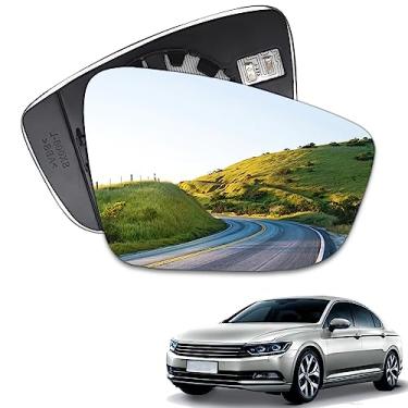 Imagem de Vidro espelhado aquecido do lado do passageiro compatível com Volkswagen VW Passat Jetta Beetle 2011 2012 2013 2014 2015 2016 2017 2018 Vidro retrovisor lateral com suporte traseiro
