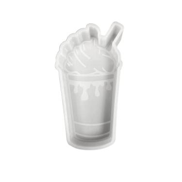 Imagem de Caneca de café gotejamento Frappuccino chantilly logotipo palha molde freshie de silicone 7,6 x 14 x 2,5 cm para contas aromáticas perfumadas, resina, vela de carro, forno de sabão seguro para assar