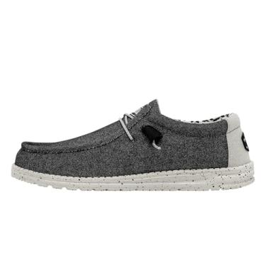 Imagem de Hey Dude Wally Suede masculina várias cores | Sapatos masculinos | Mocassins masculinos com cadarço | Confortável e leve, Opala preta, 45