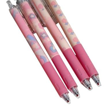 Imagem de Joucien 4 peças/caixa - 0,5 mm ST Head Speed Dry Smooth Press Caneta neutra padrão de flor simples Caneta neutra primeiro amor rosa pêssego