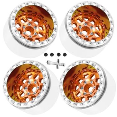 Imagem de RCHuiWow 2.2" Beadlock RC Wheels for 1/10 RC Crawler Axia1 SCX10 Capra,AMG 6x6,TRX4,Redcat Gen8 Everest Gen7 Pro,Alloy Aluminium rc Wheels 2.2 Beadlock Wheels 2.2 Beadlock Rims,4pcs,Orange