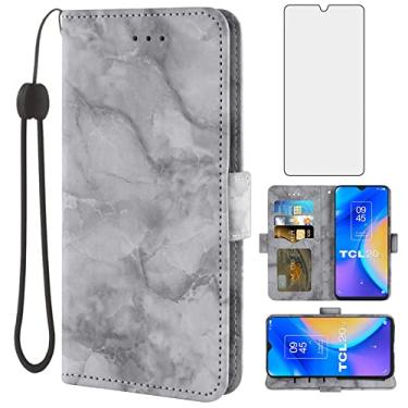 Imagem de Asuwish Capa de telefone para TCL 20 SE 6,82 com protetor de tela de vidro temperado e capa carteira de mármore flip porta-cartões suporte acessórios para celular TCL20SE Android 11 TLC 20SE T6710 6,8