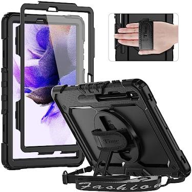 Imagem de timecity Capa para Samsung Galaxy Tab S8 Plus/S7 FE 5G Capa de 12,4 polegadas com protetor de tela e suporte giratório de 360° e alça de ombro para Galaxy Tab S7 FE/ S8 Plus/S7 Plus 12,4 polegadas -