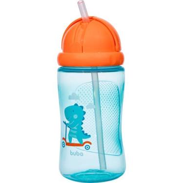 Imagem de Garrafinha Buba Dino Patinete Azul 12+ Meses com Canudo 400ml, 400ml, 