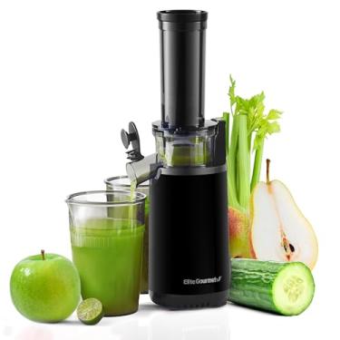 Imagem de Elite Gourmet EJX600 Compacto Pequeno Espremedor de Espremedor Lento Mastigatório, Extrator de suco prensado a frio, denso em nutrientes e vitaminas, Tritan livre de BPA, fácil de limpar, copo de suco