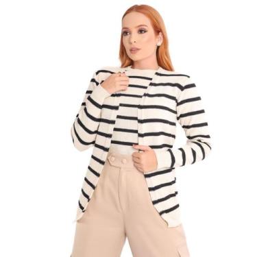 Imagem de Twin Set Feminino Tricot Modal Cardigan Tendência Inverno - Aymee, Beg