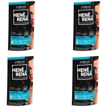Imagem de Hene em Gel Rená Preto Azulado (Preto Forte) 02x180gr Alisa, tinge e D