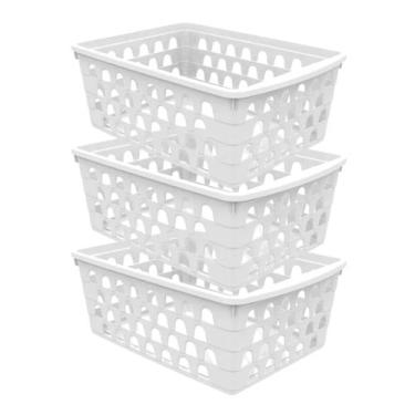 Imagem de Kit 3 Caixa Cesto Multiuso Organizador Telado 25 cm - Uninjet, Branco