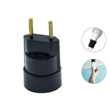 Imagem de Soquete Pino Porta Lâmpada Adaptador E27 Bocal Tomada Preto Bivolt - P