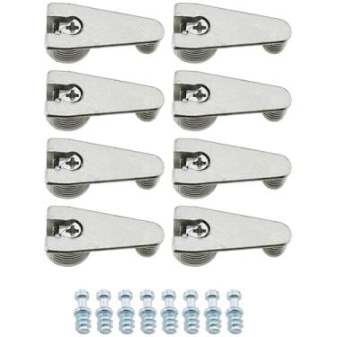 Imagem de RLECS 8 peças 46 mm/1,8 polegadas parafuso semicircular parafuso embutido prateleira suporte de prateleira de liga de zinco prata para armário de exibição de divisória de vidro armário laminado e