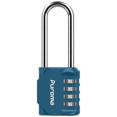 Imagem de Puroma 1 pacote com cadeado de 6 cm de comprimento com combinação de manilha de 4 dígitos para ambientes externos à prova d'água para trava de ferrolho, armário esportivo, cerca, portão, caixa de
