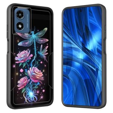 Imagem de JHYYTUJTYP Capa para Moto G Power 5G 2024, [Teste de queda de grau militar] Capa protetora resistente à prova de choque resistente para Motorola Moto G Power 5G 2024 de 6,7 polegadas, libélula rosa