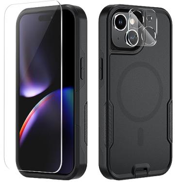 Imagem de Xmon Capa magnética para iPhone 15 Plus [testada em queda de grau MIL, com MagSafe] Protetor de tela de vidro temperado com lente de câmera, capa de telefone para Apple iPhone 15 Plus de 6,7 polegadas (preto)