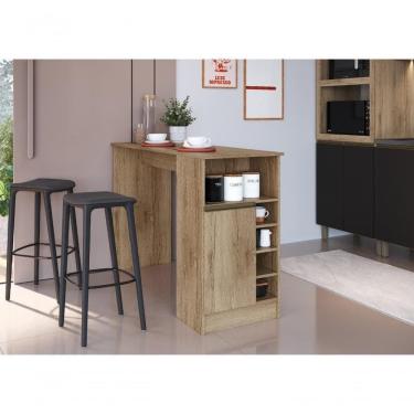 Imagem de Bancada Balcão Para Cozinha 140cm 1 Porta Com Nichos Atenas Fidelitá Castani