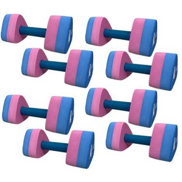 Imagem de Kit 4 Pares Halteres Hidroginástica em EVA DF1091-R P 1 à 2kg  Azul/Ro