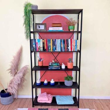 Imagem de Estante Style de Ferro e Madeira Ample 6 Prateleiras Industrial Tabaco