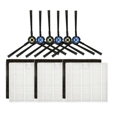 Imagem de DrAer Kits de substituição para iLife X750 V8 V80 V8S V80 Max Robot Aspirador Acessórios, 3 pares de filtros, 3 pares de escovas laterais esquerda e direita azul e amarelo