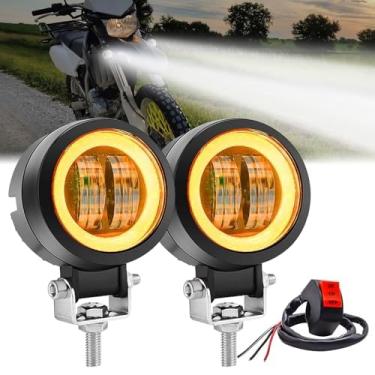 Imagem de Ygmylandbb Luzes de neblina de LED para motocicleta, luz de condução de motocicleta, cápsula auxiliar de 20 W para motocicleta, DRL/Angel Eye, inclui interruptor de 12 V/24 V 3 polegadas 2 peças