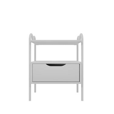 Imagem de Mesa de Cabeceira Com Gaveta Mesinha Madeira MDF Oasis (Branco/Branco)