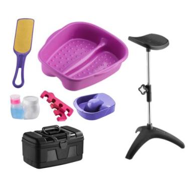 Imagem de Kit Manicure Pedicure Tripé Maleta Tigela mão Bacia Pés Lixa Separador