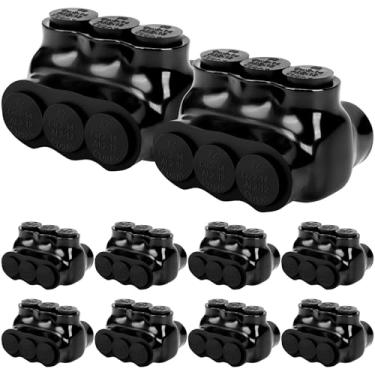 Imagem de 10 conectores de fio isolados preto multi conector de cabo de 3 portas de fio conector de emenda multi tap conector de cabo de entrada dupla face emendadores de cabo de alimentação elétrica conector