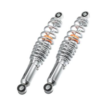 Imagem de REPAIROCK Amortecedor de suspensão traseira de motocicleta durável ajuste 310 mm para 50cc 70cc 90cc 125c maioria das motocicletas ATV ciclomotores metal cromo tom prata 1 par de peças de reposição