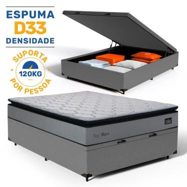 Imagem de Cama Box Baú com Colchão de Espuma D33 Pillow Top Maxx Casal 138cm