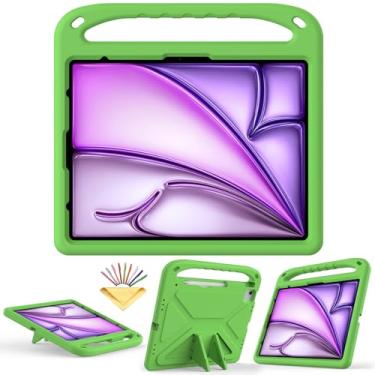 Imagem de UUcovers Capa infantil para iPad Air de 13 polegadas M2 2024 e iPad Pro 13 (M4) 2024 e iPad Pro 12.9 6ª/5ª/4ª/3ª geração (2022/2021/2020/2018) com suporte/alça/suporte de lápis menina menino, verde