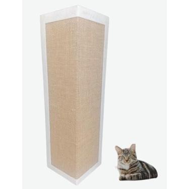 Imagem de Protetor de Parede Arranhador para Gatos, Sisal Natural, Canto de Parede, Bege e Branco