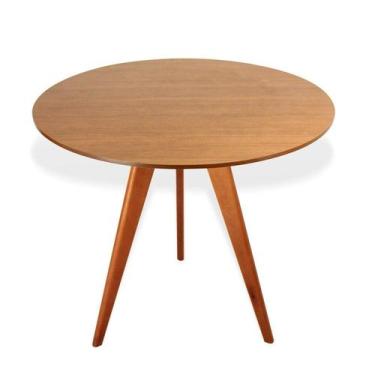 Imagem de Mesa de Jantar Redonda Base Tripé em Madeira Maciça - 90 Cm - Árvore d