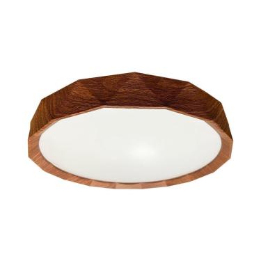 Imagem de Plafon Teto Redondo 40 Sobrepor Facetado Led Madeira 30W