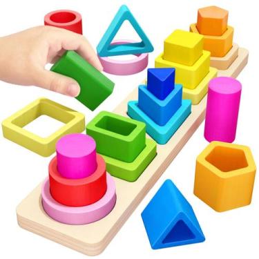 Imagem de Classificador de formas empilháveis Montessori Toys PEBIRA de 1 a 4 an