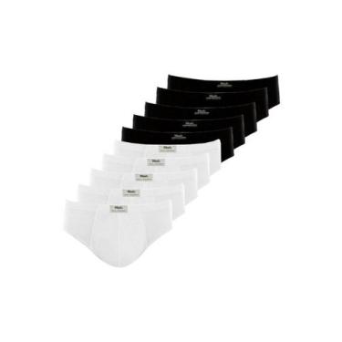 Imagem de Kit com 10 Cuecas Slip Mash 074.59 Plus Size Colorido, Branco, XGG