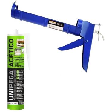 Imagem de Kit Aplicador de silicone fechado Starfer + 1 Silicone Acético Branco 280ml - Unipega