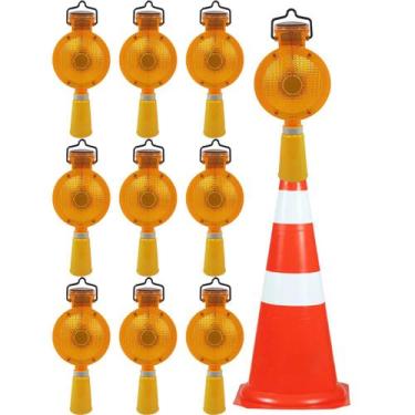 Imagem de Sinalizador Viario Solar Kit 10 Uni Cone Sinalizaçao Estrada Rua Pista