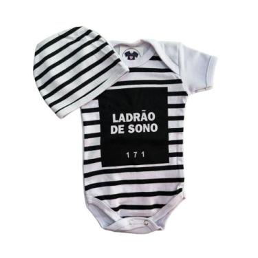 Imagem de Body Bebe Frases- Ladrão de Sono + Touca- Temático-Mesversário - RL, P
