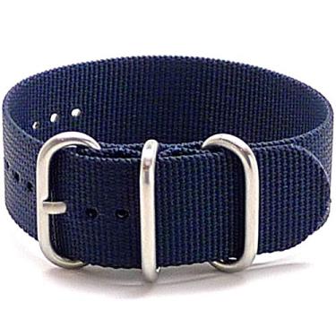 Imagem de Da Luca Pulseira de relógio militar de nylon balístico (fivela fosca), 18 mm, 20 mm, 22 mm, 24 mm, 26 mm, Azul-marinho, 18mm, tira