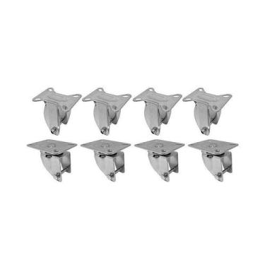 Imagem de Kit 8 un suporte garfo fixo e giratório 3 pol p/ rodízio - AJAX