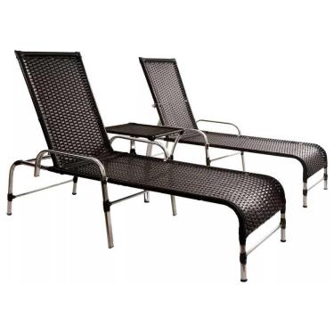 Imagem de Kit 2 Espreguiçadeiras Catar E Mesa Garden Preto