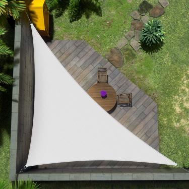 Imagem de Amgo Toldo Vela Triangular Retangular Branco De 16' X 22,6', Cobertura Proteção Solar Com Fps 50+, Bloqueio 95% Uv, Permeável À Água E Ao Ar, 200 G/M² Para Serviços Pesados, Comercial Residencial (F