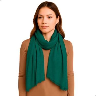 Imagem de Cachecol Feminino Pashmina Xale Tipo Manta Toque Macio Com Franjas 175